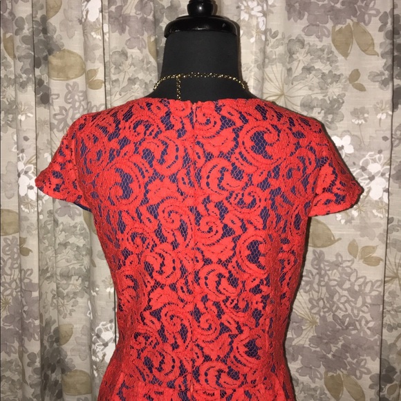 NWOT Sugerlips Red Lace with Blue Underlay Dress L - Picture 8 of 8